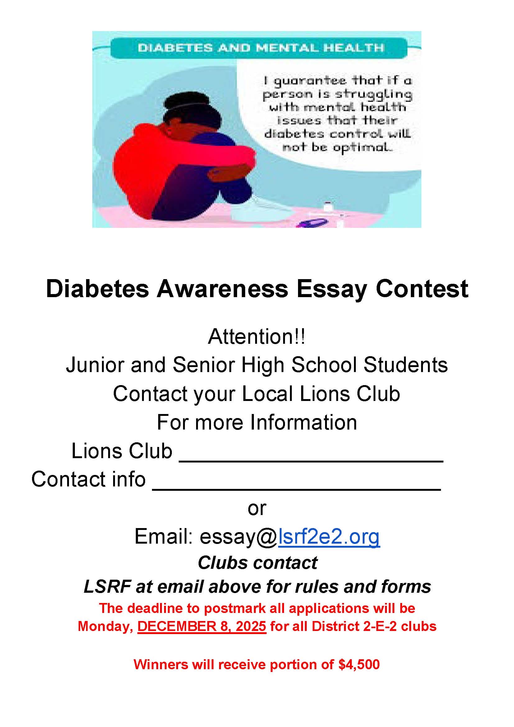 Diabetes Awareness Essay Contest